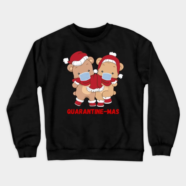 Quarantine-Mas Christmas Bears Christmas Quarantine Cute Bears Wearing Masks Funny Christmas Gift Bear Couple Christmas Couple Crewneck Sweatshirt by nathalieaynie